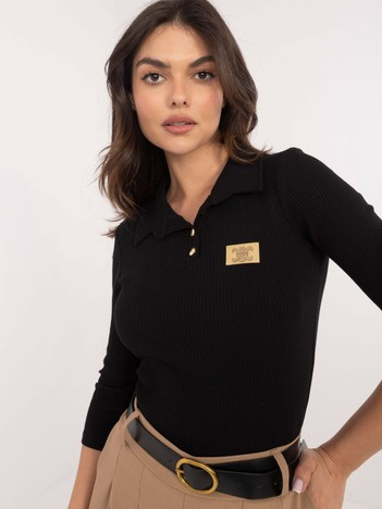 Wholesale Black Striped Blouse with Collar