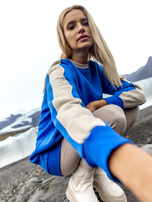 Hurt Niebiesko-beżowa dresowa bluza basic z bawełny