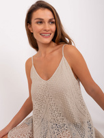 Hurt Beżowy rozkloszowany top z koronką OCH BELLA