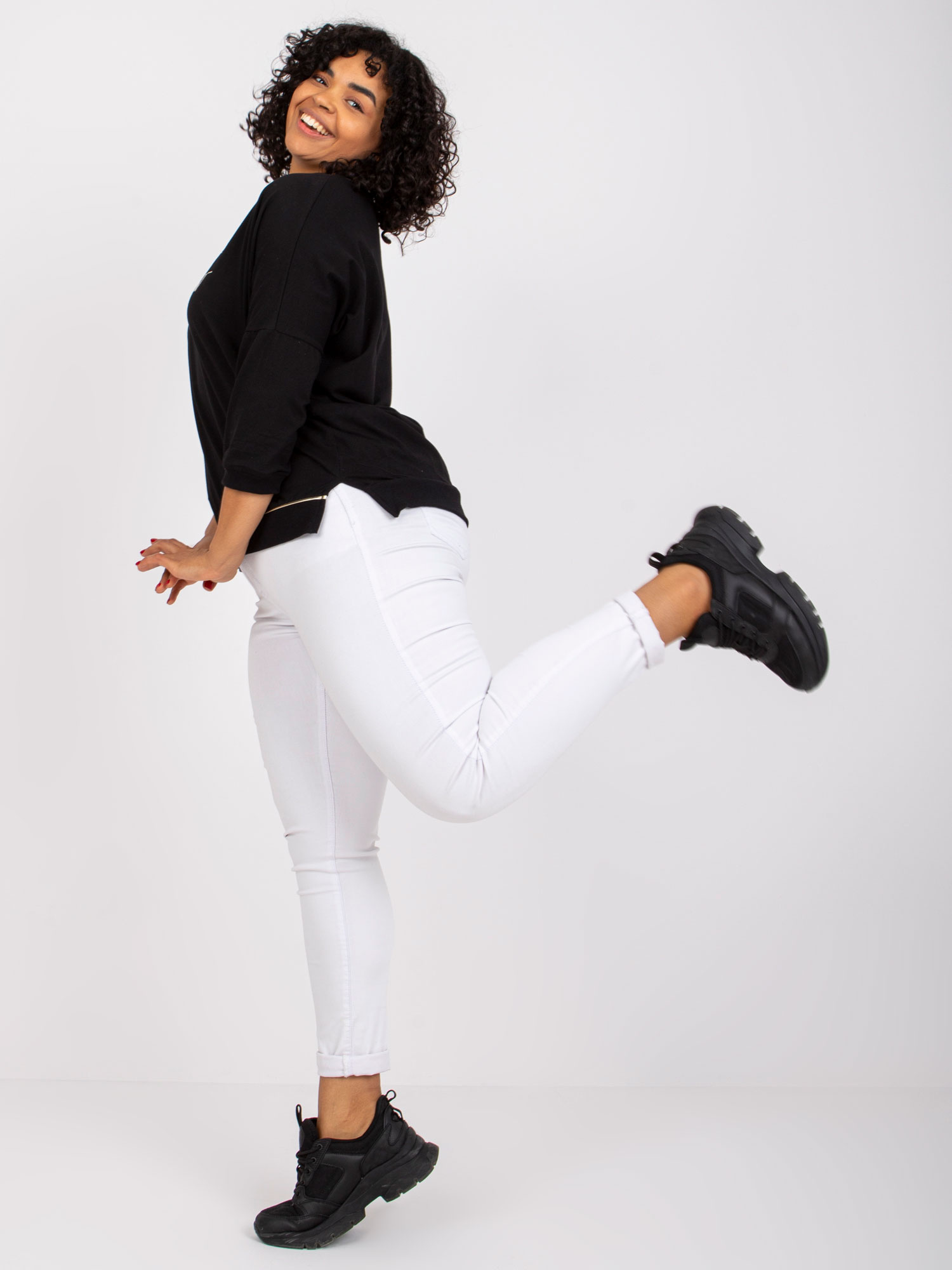 Black plus size blouse with Cordelia inscription