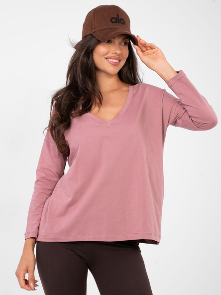 Brudnoróżowa bawełniana bluzka basic RUE PARIS