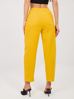 Żółte sztruksowe spodnie z nogawką 7/8 RUE PARIS 