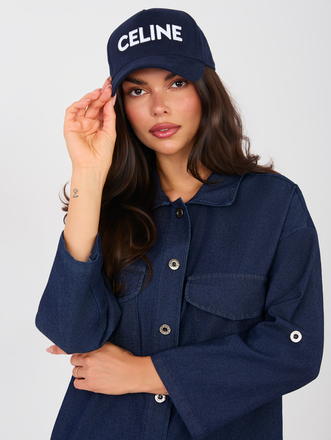 Granatowa jeansowa sukienka o kroju koszuli RUE PARIS