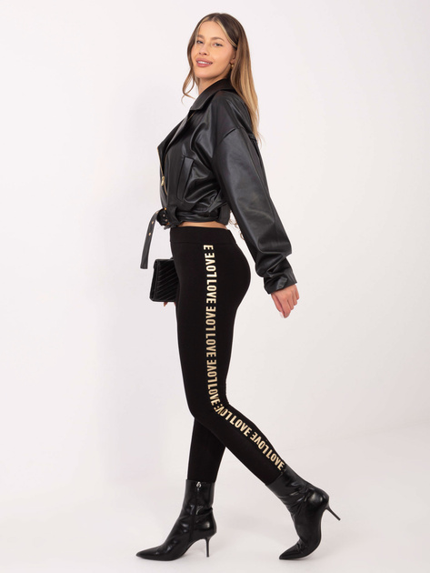 Hurt Czarne legginsy casualowe z napisami po bokach