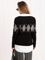 Czarny sweter oversize z okrągłym dekoltem