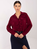 Burgundy elegant shirt with ruffles.