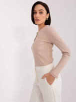Hurt Beżowa bluzka z okrągłym dekoltem BASIC FEEL GOOD