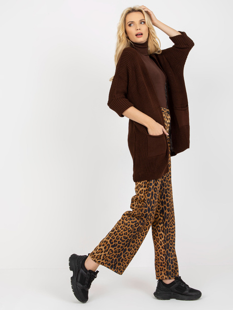 Hurt Ciemnobrązowy luźny kardigan z kieszeniami RUE PARIS