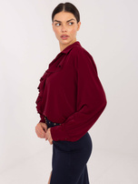 Bordowa elegancka koszula z żabotem