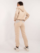 Hurt Beżowy damski komplet dresowy z bluzą rozpinaną 