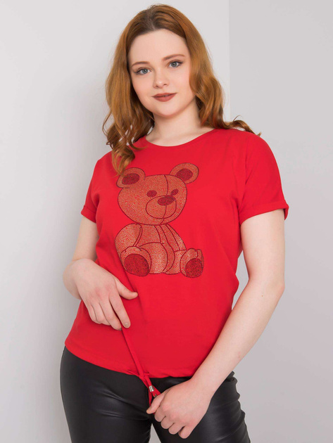 Czerwona bluzka plus size z dżetami Luce