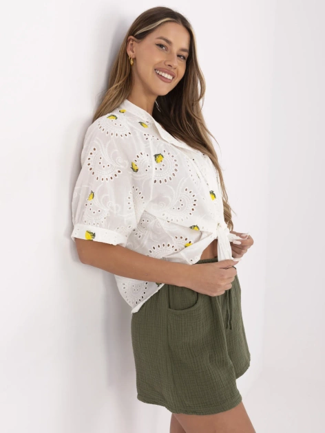 Ecru letnia koszula z nadrukiem cytryn