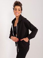 Hurt Czarna bawełniana bluza damska na suwak