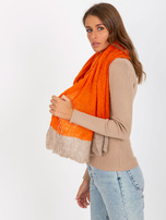 Hurt Pomarańczowo-beżowy dwukolorowy szal z dzianiny 