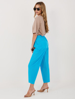 Niebieskie sztruksowe spodnie z nogawką 7/8 RUE PARIS