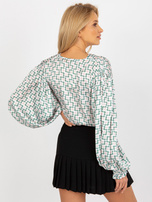 Hurt Biało-beżowa koszula z nadrukiem z imitacji satyny