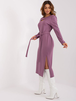 Hurt Fioletowa midi sukienka z wycięciem na dekolcie