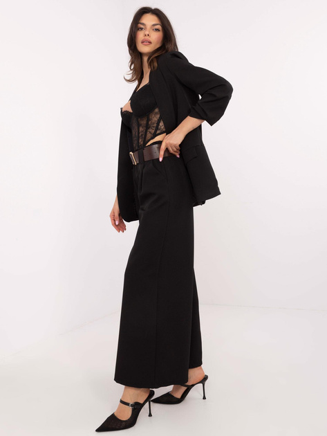 Hurt Czarne materiałowe spodnie z szerokim paskiem