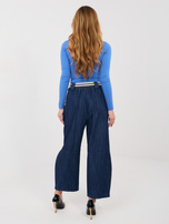 Granatowe jeansy wide leg z nogawką 7/8 RUE PARIS 