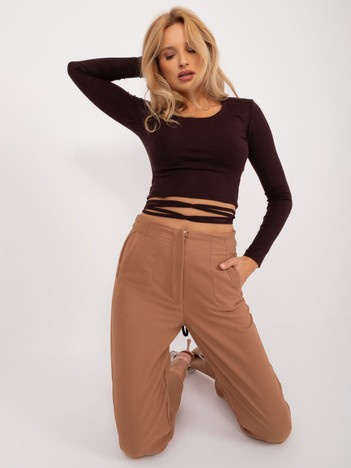 Hurt Ciemnobrązowa dopasowana bluzka z wiskozy