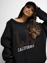 Czarna damska bluza oversize z naszywką RUE PARIS 