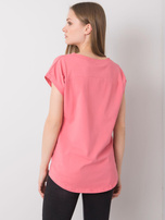 Różowy t-shirt z nadrukiem Hollis