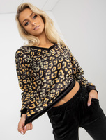 Hurt Czarno-żółty komplet welurowy z bluzą w panterkę RUE PARIS