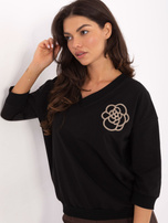 Czarna bawełniana bluzka z dekoltem V