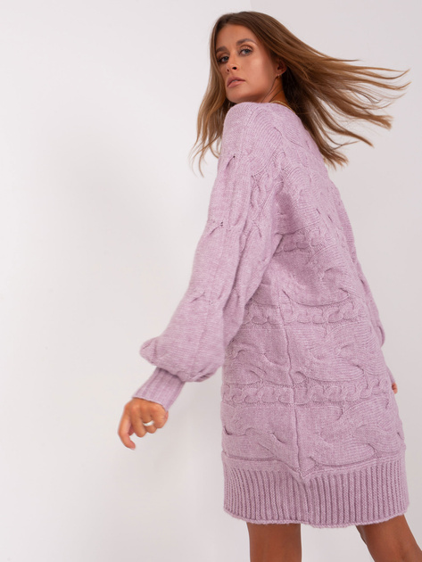 Hurt Jasnofioletowa sukienka dzianinowa o kroju oversize