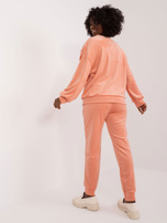 Hurt Brzoskwiniowy dwuczęściowy komplet welurowy ze spodniami