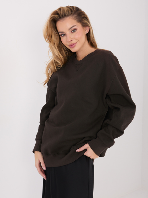 Czekoladowa dresowa bluza basic z ociepleniem