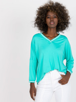 Turkusowa casualowa bluzka basic z wiskozy
