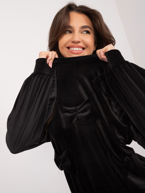 Hurtownia Czarny dwuczęściowy komplet z weluru