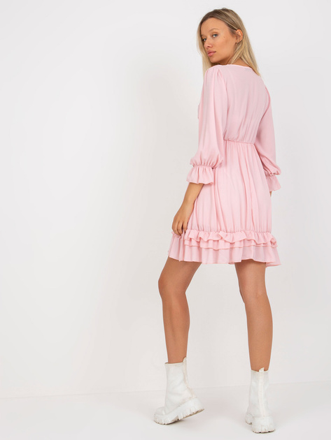 Hurt Jasnoróżowa boho sukienka z falbaną Winona OCH BELLA
