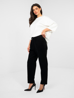 Czarne damskie spodnie paperbag z sztruksu