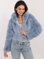 Hurt Jasnoniebieska futrzana kurtka z kapturem