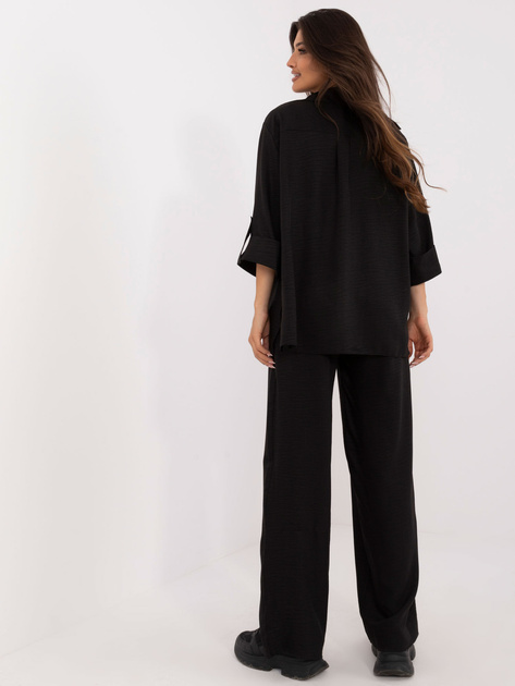 Hurt Czarny dwuczęściowy komplet letni z koszulą oversize