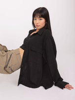 Hurt Czarna damska koszula oversize z kołnierzem
