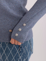 Hurt Szaro-niebieski sweter plus size z dekoltem V 