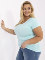 Miętowy t-shirt basic z plus size z okrągłym dekoltem 