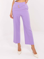 Liliowe eleganckie spodnie w kant RUE PARIS 