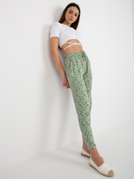 Hurt Jasnozielone letnie spodnie z materiału w kwiaty SUBLEVEL