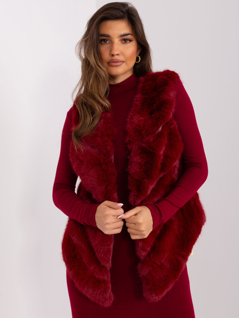 Hurtownia Bordowa asymetryczna kamizelka damska