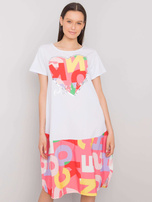 Biało-różowa sukienka z printami Guinevere