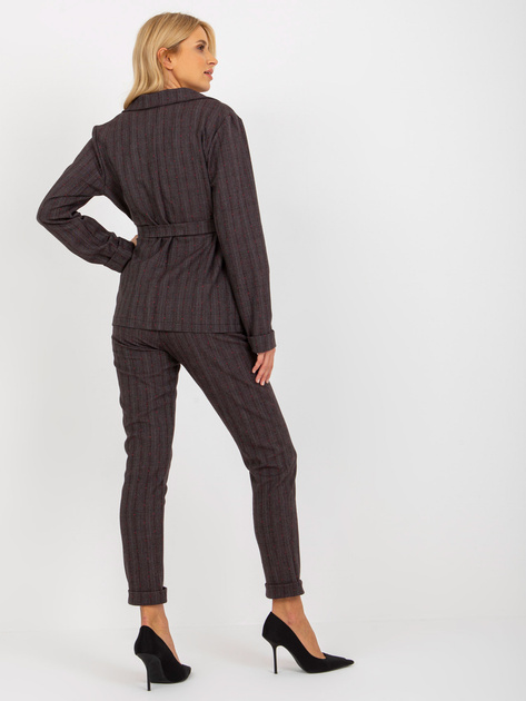 Hurt Ciemnoszara marynarka w kratę od garnituru z wiązaniem