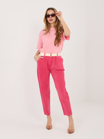 Fuksjowe sztruksowe spodnie ze zwężaną nogawką 