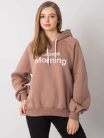 Jasnobrązowa ocieplana bluza oversize z kapturem Alice