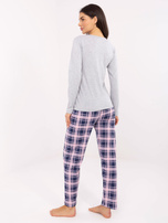 Szara dwuczęściowa piżama z guzikami