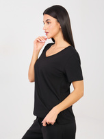 Czarny bawełniany t-shirt basic RUE PARIS 