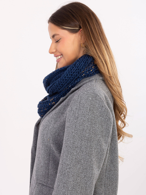 Ciemnoniebieski komin ze złotym nadrukiem